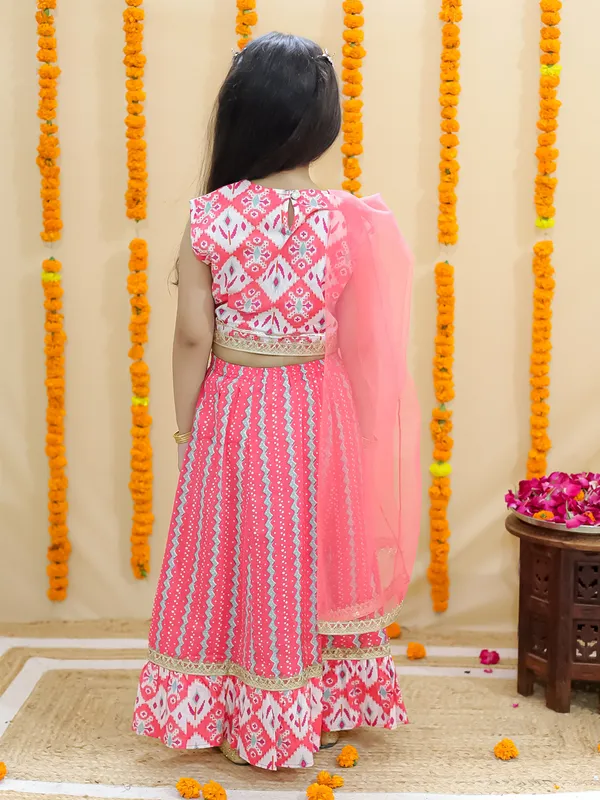 Red_Ethnic_Motifs_Printed_Ready_To_Wear_Cotton_Lehenga_&_Blouse_With_Dupatta