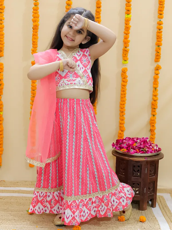 Red_Ethnic_Motifs_Printed_Ready_To_Wear_Cotton_Lehenga_&_Blouse_With_Dupatta