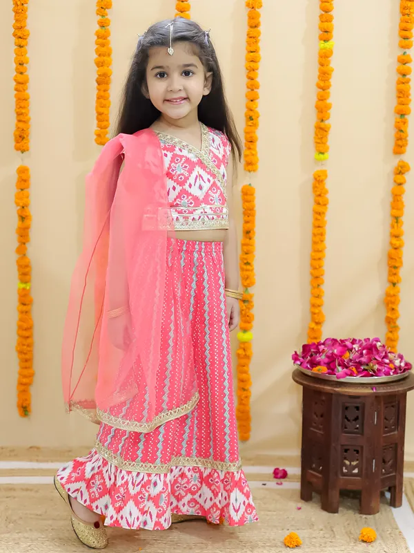 Red_Ethnic_Motifs_Printed_Ready_To_Wear_Cotton_Lehenga_&_Blouse_With_Dupatta
