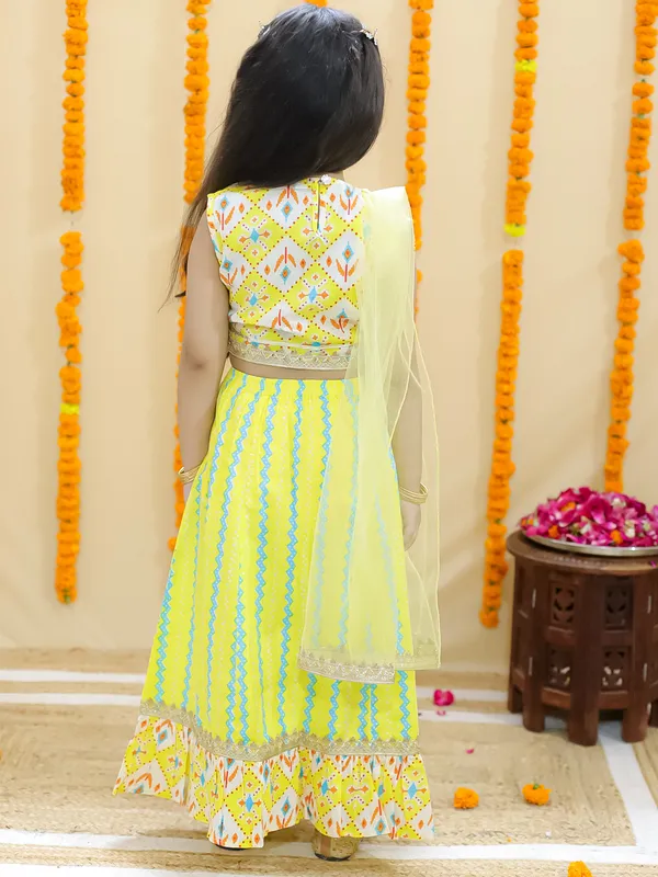 Yellow_Ethnic_Motifs_Printed_Ready_To_Wear_Cotton_Lehenga_&_Blouse_With_Dupatta