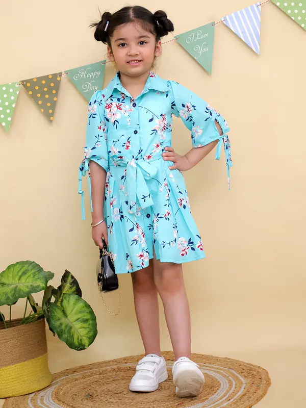 Sky_Blue_Floral_Print_Shirt_Dress_With_Tie_Sleeves