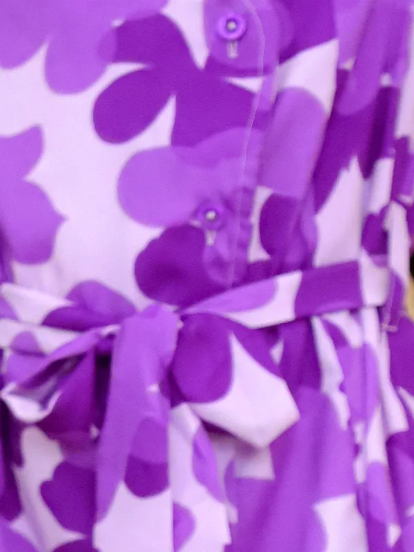 Purple_Floral_Print_Short_Sleeve_Dress_With_Belt