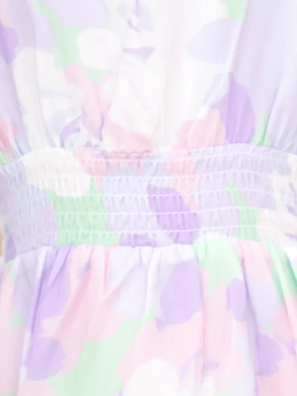 Purple_Pastel_Floral_Print_With_Puff_Sleeves_Smocked_Waist_Dress