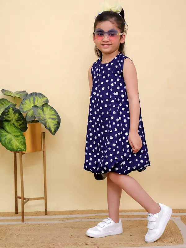 Navy_Blue_Floral_Print_Sleeveless_Dress