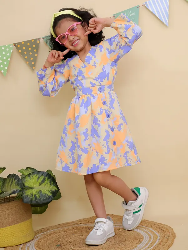 Orange_&_Purple_Floral_Print_Wrap_Long_Sleeve_Dress