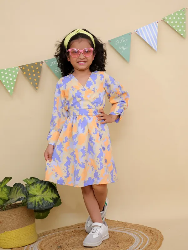 Orange_&_Purple_Floral_Print_Wrap_Long_Sleeve_Dress