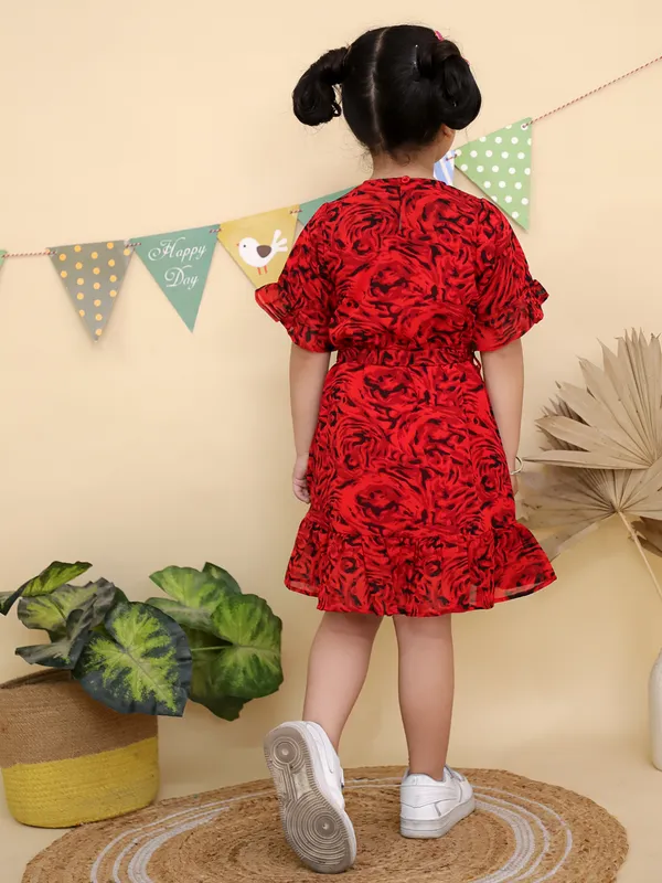 Red_Floral_Print_Ruffle_Short_Sleeves_Dress