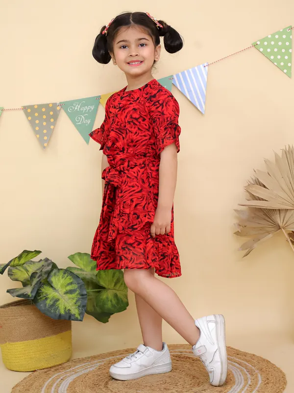 Red_Floral_Print_Ruffle_Short_Sleeves_Dress