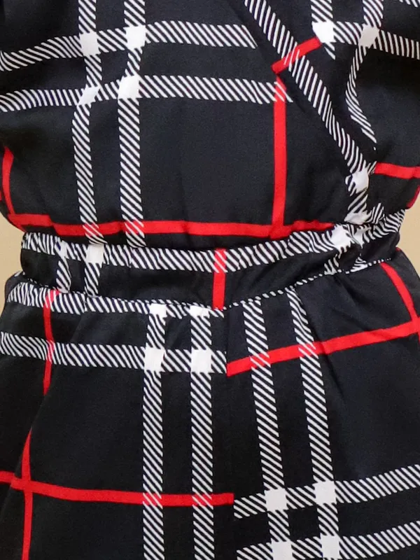 Black_And_Red_Check_Pattern_Plaid_Jumpsuit_With_Side_Ties