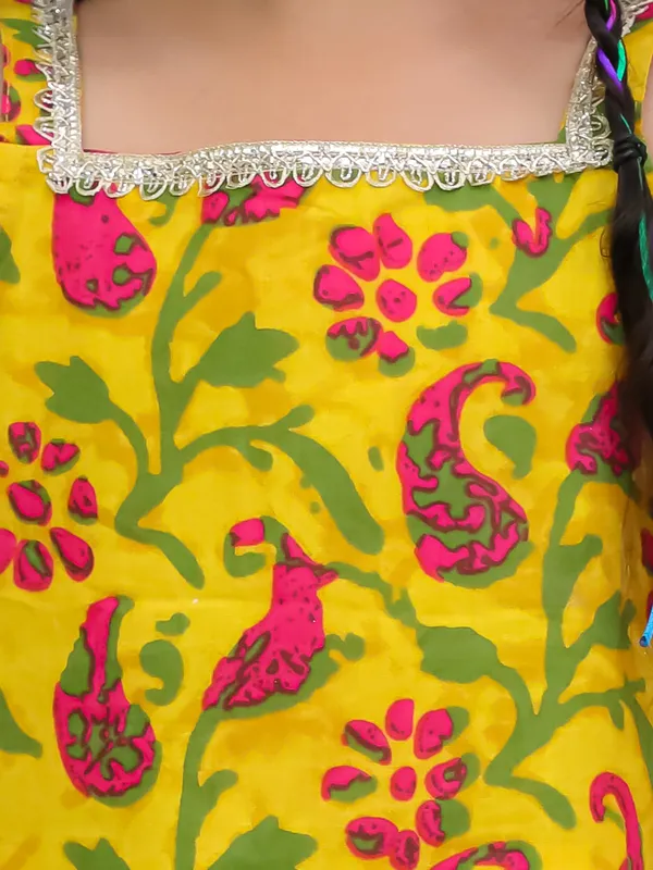 Junitos_Cotton_Woven__Sleeveless_Floral_Printed_kurti_Dhoti_Shalwar__-Musturd