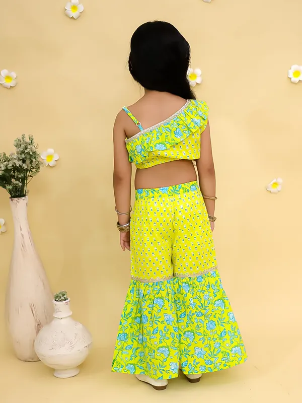 Junitos_Cotton_Woven__One_Shoulder_off_Printed__Top_with_Sharara__-_Lemon_Green