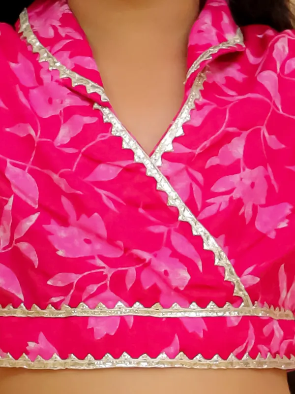 Junitos_Pure_Cotton_Woven_Full_Sleeves_Frill_Leaf_Top_with_Stripe_Printed_sharara_Indo_Western_Set -Pink