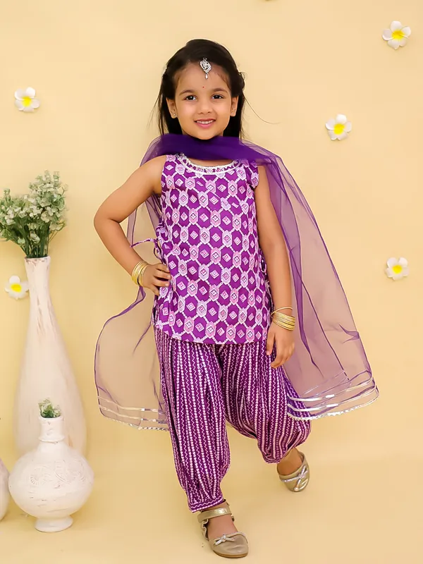 Junitos_Cotton_Woven_Full_Sleeves_Printed_Kurta_Pajama_Set_-_Purple