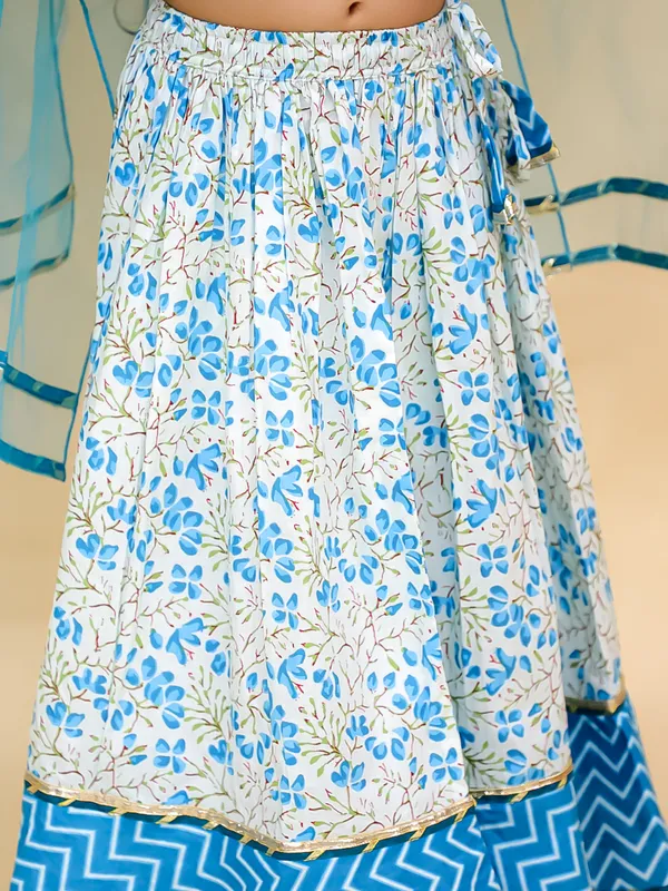Junitos_Cotton_Woven_Frill_Sleeve_Floral_Printed_Lehenga_Choli_with_Dupatta_-Blue