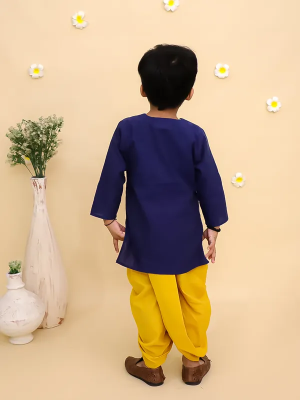 Junitos_Cotton_Woven_Full_Sleeves_Embroidered_Kurta_Dhoti_Set_-_Blue