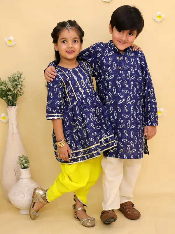 Junitos_Cotton_Woven_Half_Sleeves_Printed_Angrakha_Kurti_Dhoti_Set_-_Blue