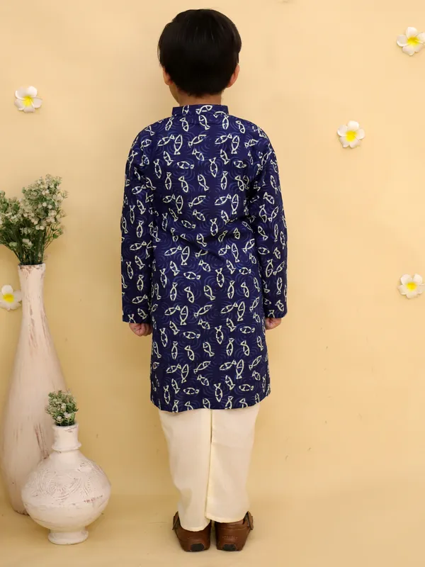 Junitos_Cotton_Woven_Full_Sleeves_Printed_Kurta_Pajama_Set_-_Blue