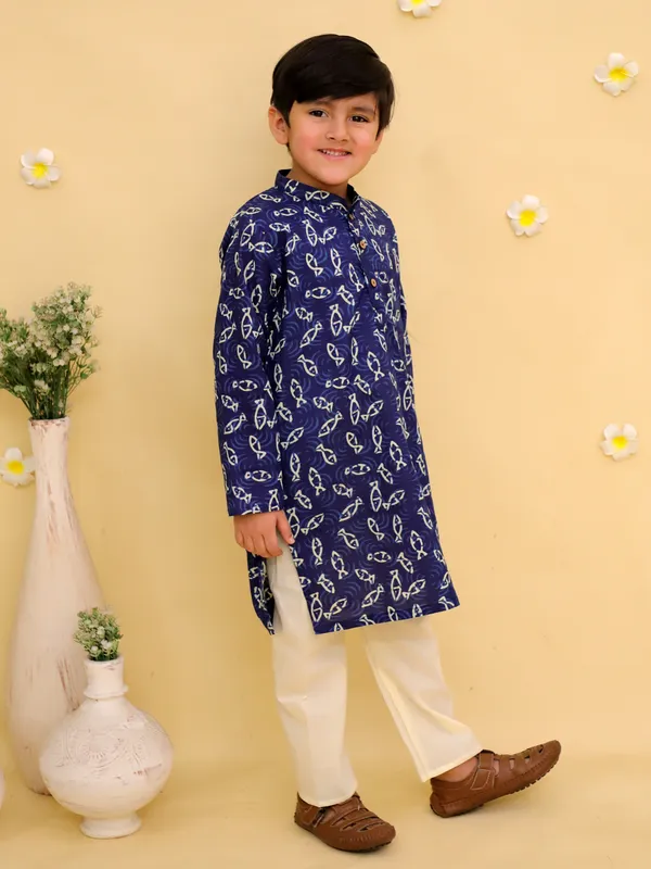 Junitos_Cotton_Woven_Full_Sleeves_Printed_Kurta_Pajama_Set_-_Blue