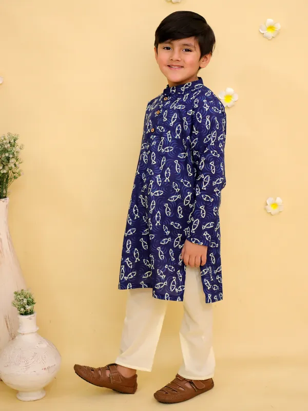 Junitos_Cotton_Woven_Full_Sleeves_Printed_Kurta_Pajama_Set_-_Blue
