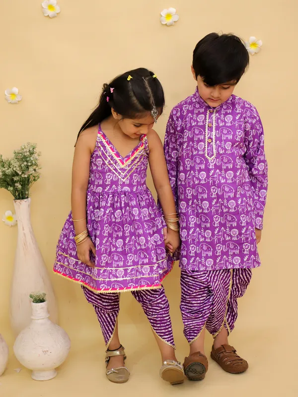 Junitos_Cotton_Woven_Sleeveless_Printed_Kurti_Dhoti_Salwar_Set_-_Purple