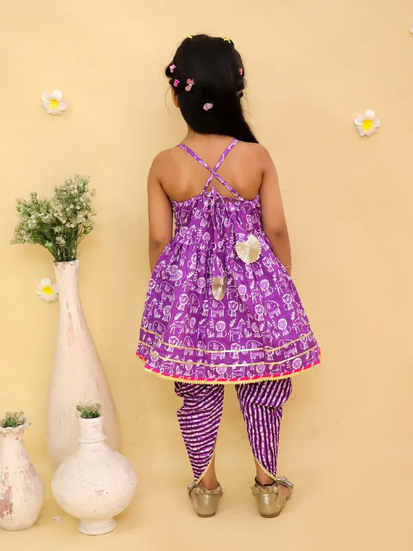 Junitos_Cotton_Woven_Sleeveless_Printed_Kurti_Dhoti_Salwar_Set_-_Purple