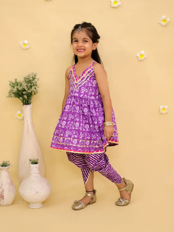 Junitos_Cotton_Woven_Sleeveless_Printed_Kurti_Dhoti_Salwar_Set_-_Purple