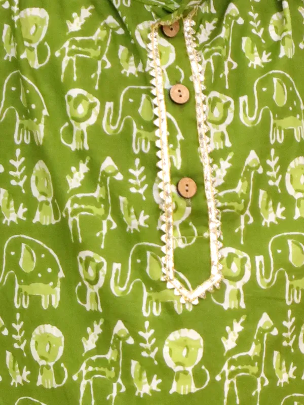 Junitos_Cotton_Woven_Full_Sleeves__Print_Kurta_Dhoti_Set_-_Green