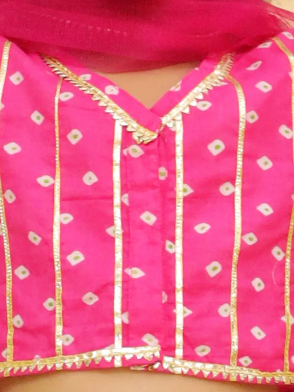 Junitos_Cotton_Woven__Short_Sleeve_Bandhni_Polka_Dot_Printed__Lehenga_Choli_Dupatta_with_Dandiya-Pink