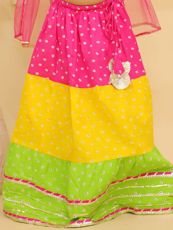 Junitos_Cotton_Woven__Short_Sleeve_Bandhni_Polka_Dot_Printed__Lehenga_Choli_Dupatta_with_Dandiya-Pink