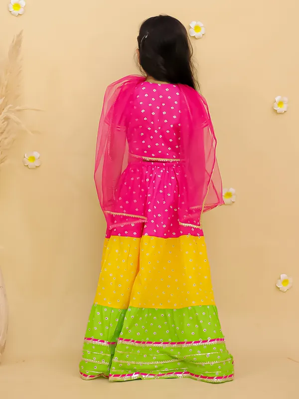 Junitos_Cotton_Woven__Short_Sleeve_Bandhni_Polka_Dot_Printed__Lehenga_Choli_Dupatta_with_Dandiya-Pink