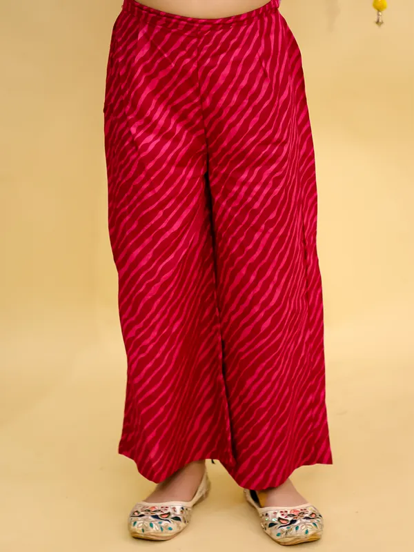 Junitos_Pure_Cotton_Woven_Short_Sleeve_Bandhni_printed_Kurti_Sharara_-Maroon