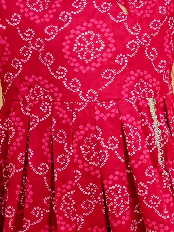 Junitos_Pure_Cotton_Woven_Short_Sleeve_Bandhni_printed_Kurti_Sharara_-Maroon