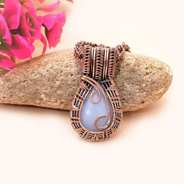 Blue_Angelite_Healing_Gemstone_Copper_Wire_Wrap_Black_Oxidised_Chain_Pendant_(1.77_Cm)