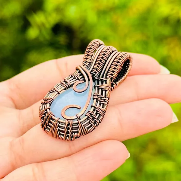 Blue_Angelite_Healing_Gemstone_Copper_Wire_Wrap_Black_Oxidised_Chain_Pendant_(1.77_Cm)