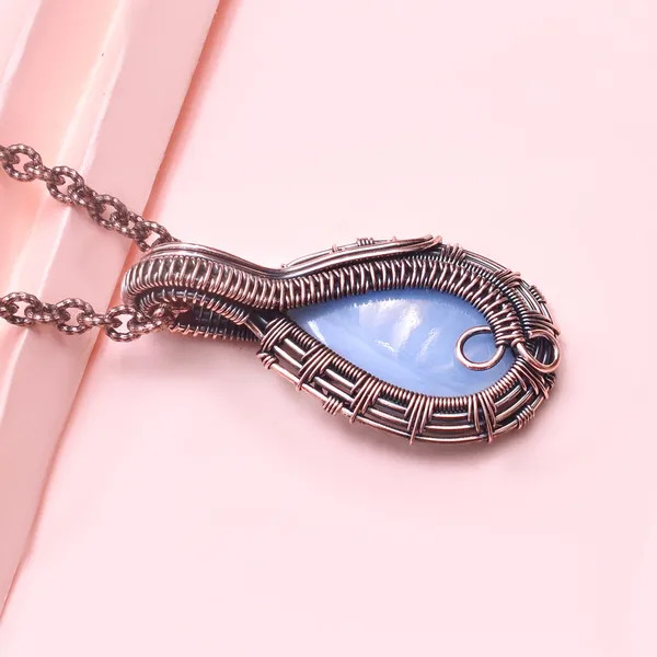 Blue_Angelite_Healing_Gemstone_Copper_Wire_Wrap_Black_Oxidised_Chain_Pendant_(1.77_Cm)