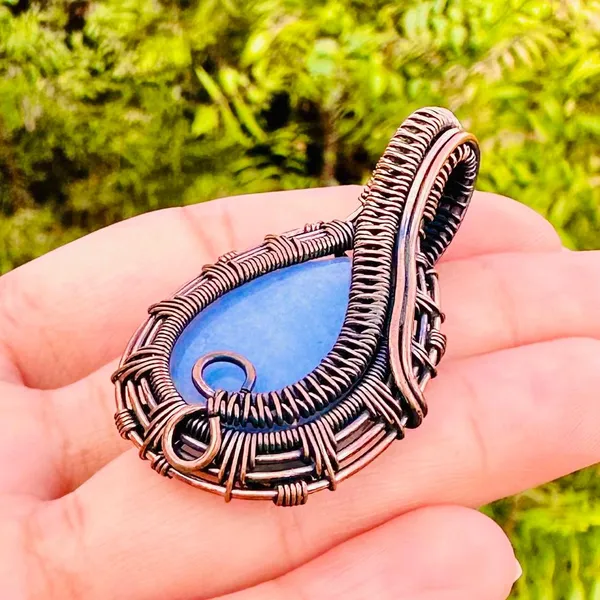 Blue_Angelite_Healing_Gemstone_Copper_Wire_Wrap_Black_Oxidised_Chain_Pendant_(1.77_Cm)