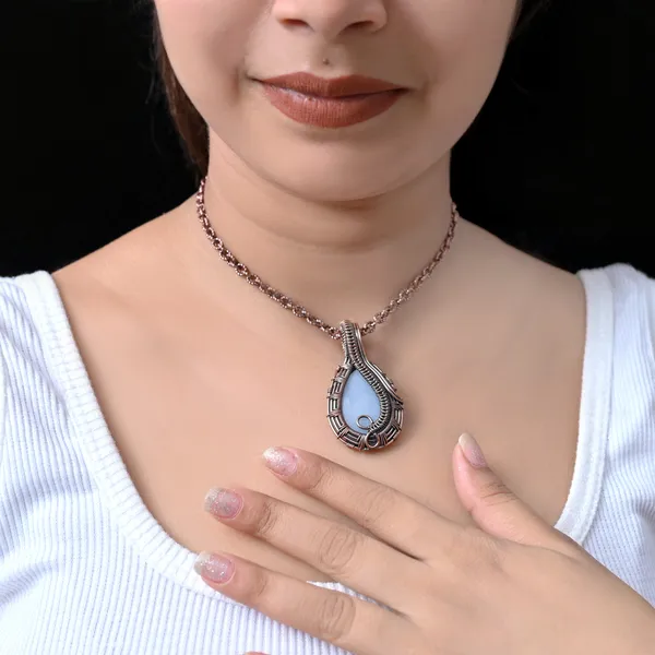Blue_Angelite_Healing_Gemstone_Copper_Wire_Wrap_Black_Oxidised_Chain_Pendant_(1.77_Cm)