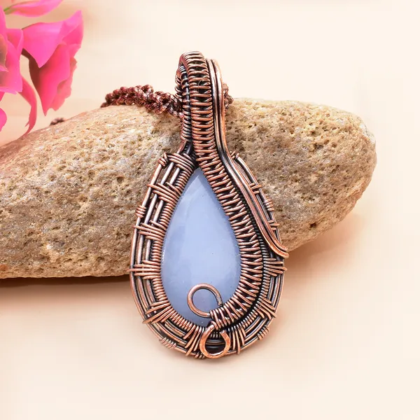 Blue_Angelite_Healing_Gemstone_Copper_Wire_Wrap_Black_Oxidised_Chain_Pendant_(1.77_Cm)
