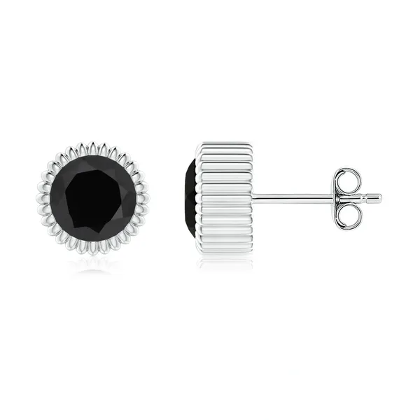 Black_Black_Onyx_925_Sterling_Silver_Bezel_Set_Beaded_Halo_Stud_Earring