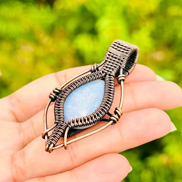 Blue_Angelite_Healing_Gemstone_Copper_Wire_Wrap_Black_Oxidised_Chain_Pendant_(2.36_Cm)