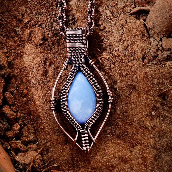 Blue_Angelite_Healing_Gemstone_Copper_Wire_Wrap_Black_Oxidised_Chain_Pendant_(2.36_Cm)