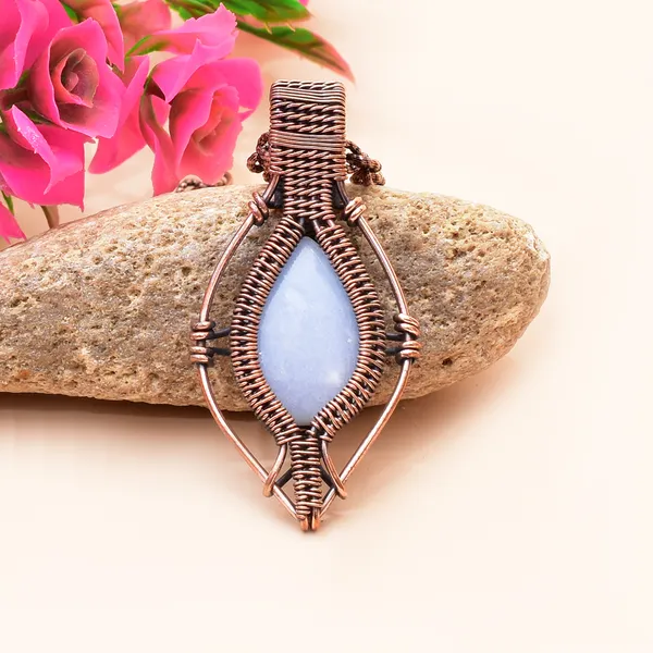 Blue_Angelite_Healing_Gemstone_Copper_Wire_Wrap_Black_Oxidised_Chain_Pendant_(2.36_Cm)