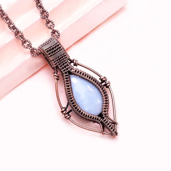 Blue_Angelite_Healing_Gemstone_Copper_Wire_Wrap_Black_Oxidised_Chain_Pendant_(2.36_Cm)