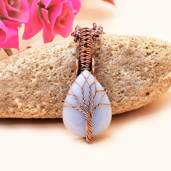 Blue_Angelite_Healing_Gemstone_Copper_Wire_Wrap_Black_Oxidised_Chain_Pendant_(1.77_Cm)