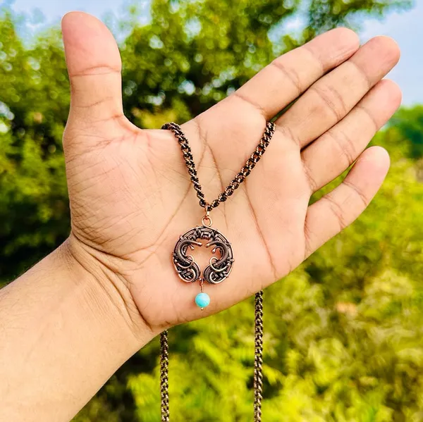 Blue_Turquoise_Healing_Gemstone_Copper_Wire_Wrap_Black_Oxidised_Chain_Pendant_(1.77_Cm)