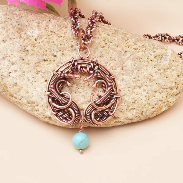 Blue_Turquoise_Healing_Gemstone_Copper_Wire_Wrap_Black_Oxidised_Chain_Pendant_(1.77_Cm)