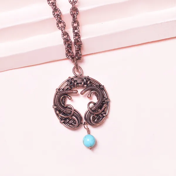 Blue_Turquoise_Healing_Gemstone_Copper_Wire_Wrap_Black_Oxidised_Chain_Pendant_(1.77_Cm)
