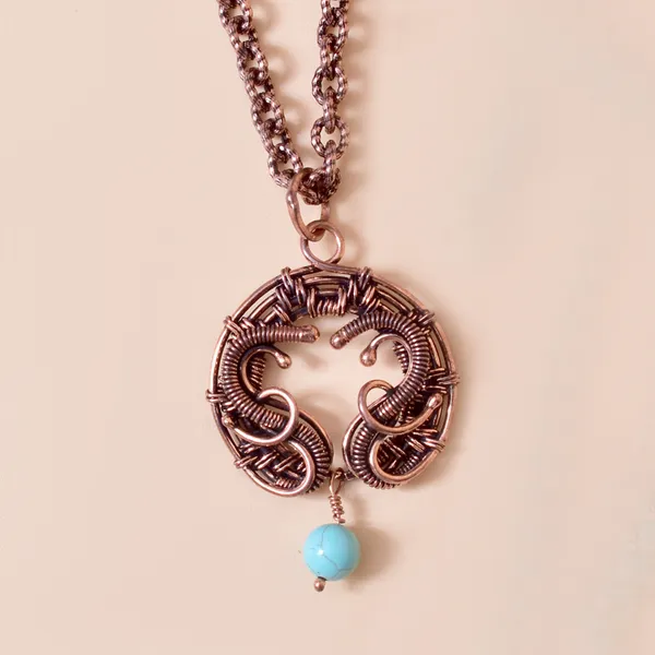 Blue_Turquoise_Healing_Gemstone_Copper_Wire_Wrap_Black_Oxidised_Chain_Pendant_(1.77_Cm)