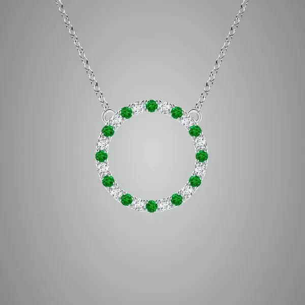 Green_Emerald_925_Pure_Silver_Open_Circle_Eternity_Necklace