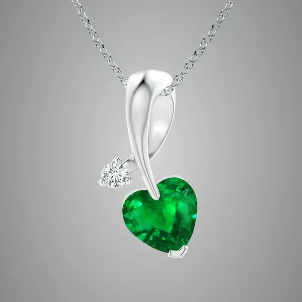 Green_Emerald_925_Pure_Sterling_Silver_Heart_Ribbon_Pendant